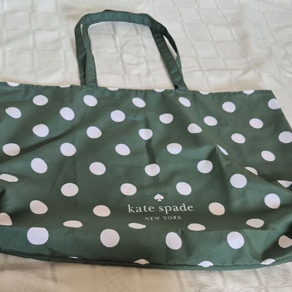 Kate Spade Dark Green and White Polka Dot Reusable Shopping  Tote - Picture 16 of 16